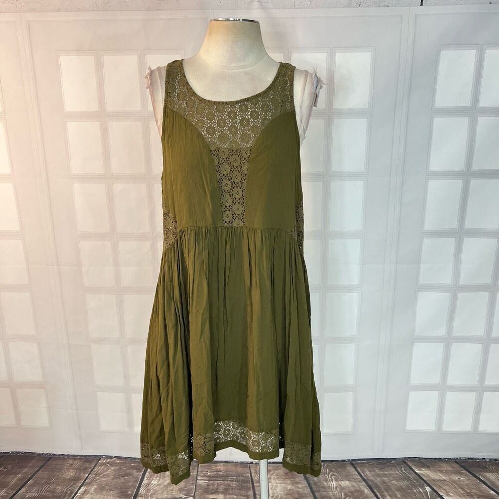 Anthropologie Olive Green Mini Dress